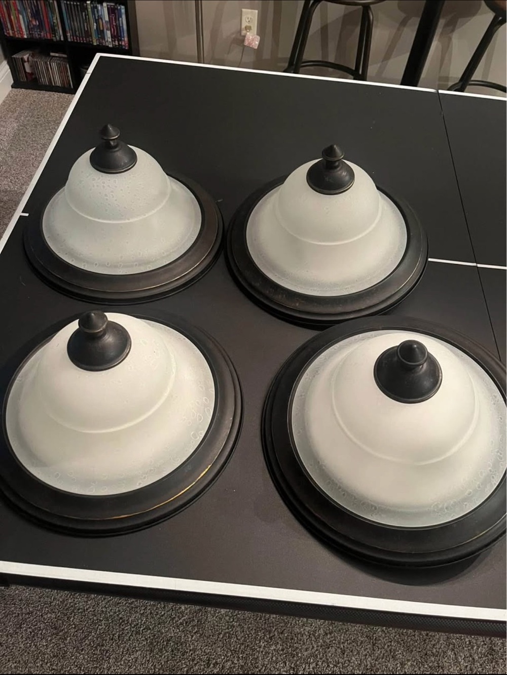 Set of 4 Frosted Glass Dome Ceiling Lights